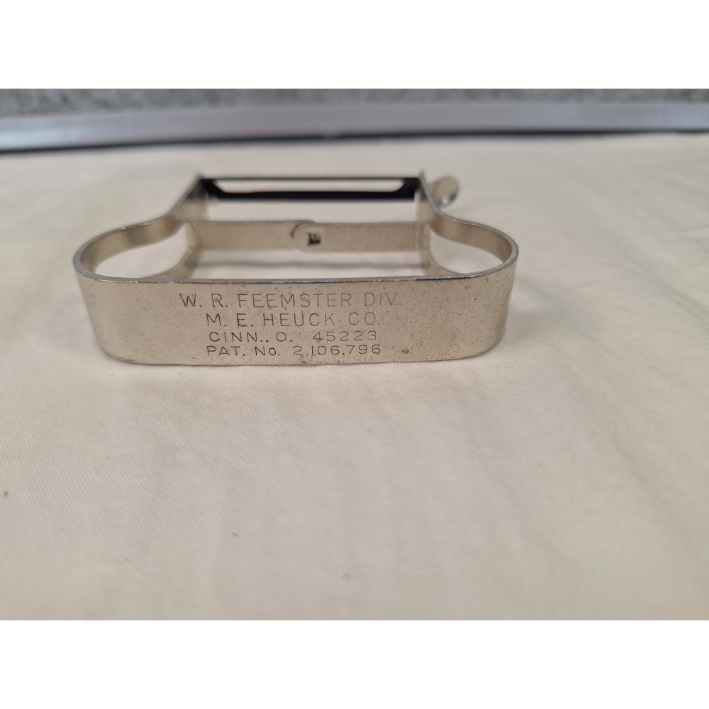 Vintage WR Feemster ME Heuck Co Vegetable Peeler Silver Metal Pat 2106796 USA